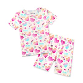 babee Reshinee Bamboo Viscose Toddler Girls Kids Pajama Sets Short Summer Cool Snug fit Sleepwear Pjs 2pcs Set 6-7Y