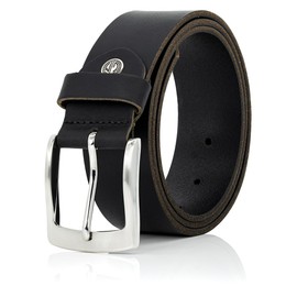 LINDENMANN Men's Leather Belt 40 mm Wide Belt Full Cowhide Leather Black, black