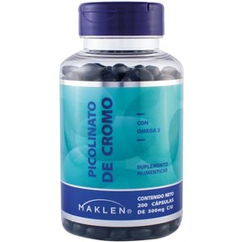 Maklen Picolinato de Cromo con Omega 3 - Suplemento Mineral de Apoyo Metabolico y Regulador de Azucar - 200 Capsulas Softgels de 500 mg               