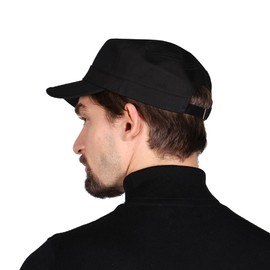 FREEBIRD99 Unisex Two Sizes Cotton Adjustable Flat Top Army Cadet Cap Military Style Hat (CA/US, Numeric, 7 3/8, 7 3/4, Black #01)