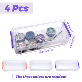 Pack of 4 Stackable Transparent Pen Box, Multifunctional Pencil Boxes, Plastic with Snap Closure, Storage Box, Office Desk Organiser for Brushes, Stationery, Watercolour Pen