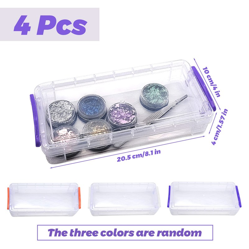 Pack of 4 Stackable Transparent Pen Box, Multifunctional Pencil Boxes,
