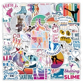 Ice Skating Stickers 60 Pcs Vinyl Funny Rollerblade Sticker for Water Bottle Laptop Skateboard Motorcycle Bicycle Luggage Car Bumper,Waterproof Trendy Cartoon Skating Sports Decals for Adults Girls