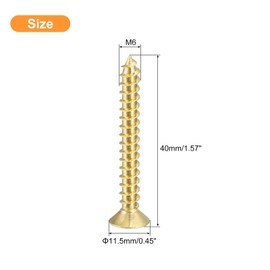 sourcing map 5Pcs Brass Wood Screws, M6 x 40mm Phillips Flat Head Self Tapping Screw WoodWorking Screw for Door Hinges, Wooden Furniture, Home Appliances