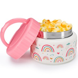 Charcy 8oz Thermo for Hot Food Kids, Wide Mouth Leak-Proof Soup Thermo, Insulated Food Jar for 4h Hot and 6h Cold - White Rainbow