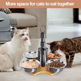 CILXGQLN Elevated Cat Food Bowls, 3 Adjustable Heights Raised Cats Bowl for Indoor Cats Small Dogs with 4 Stainless Steel Bowls, Pet Food and Water Bowl