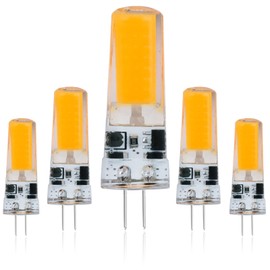 Dimmable 2W G6.35 GY6.35, T3 T4 Light Bulb Bi-Pin S1911 AC10-24V/DC10-30V JC Type LED Light Bulb 5 Pack for Desk Lamp Accent Chandelier Light Landscape Lighting ( Daylight White)