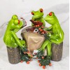 Cheaters' Royal Flush Trio Frogs Playing Poker Card At Gambling