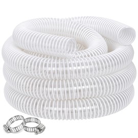 Dust Collection Hose 1-1/2 in × 5 ft Heavy Duty Clear Flexible PVC Reinforced Thicken Helix Suction Discharge Corrugated Pipe Hose for Fume Dust Collector Fitting Wood Chip Saw (1.5 inch hose)