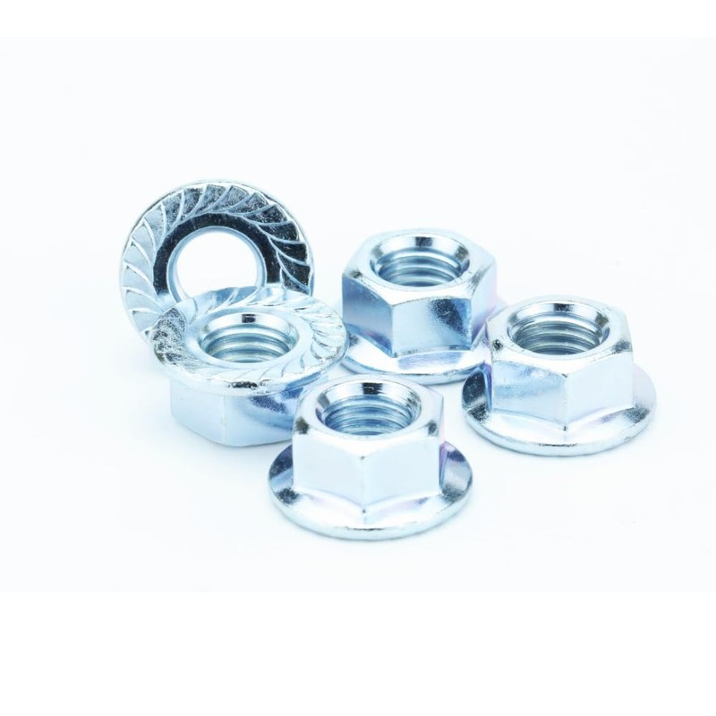 M12 Serrated Flange Hex Nuts - Bright Zinc Plated Steel