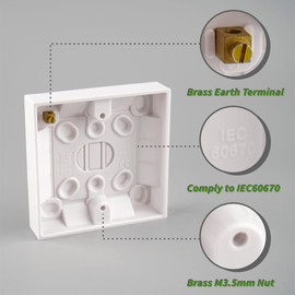 WK Electrical - Single Gang Pattress Box (Inside 16mm, Outside 19mm) with Earth