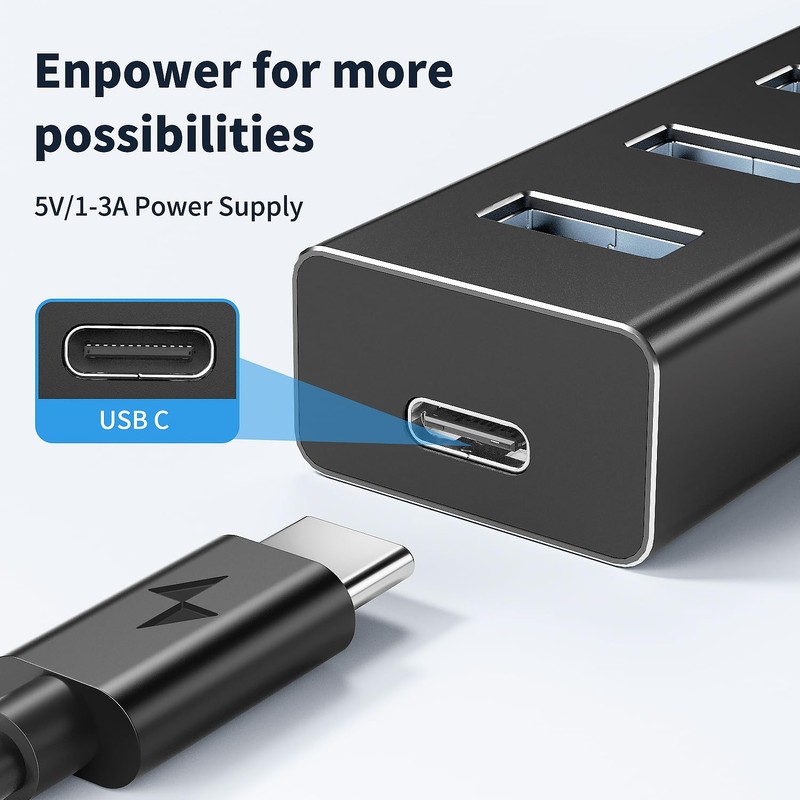 atolla Aluminum 7-Port USB 3.0 Hub with 1m Extension Cable