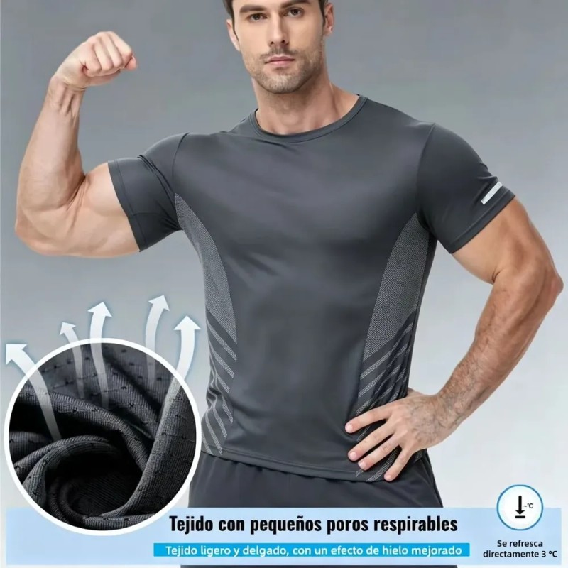 playera deportivas hombre - 2pzs Playeras Hombre Deportivas Secado Rápido