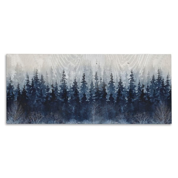 Stupell Industries Rustic Blue Forest Tree Line Fir Woodland Canvas
