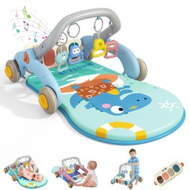 Baby Play Mat Baby Gym,Funny Play Piano Tummy Time Baby Activity Mat with 5 Infant Sensory Baby Toys, Music and Lights Boy & Girl Gifts for Newborn Baby 0 to 3 6 9 12 Months (Pink)