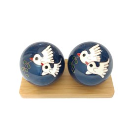 Top Chi Dove Baoding Balls with Bamboo Stand. Chiming Chinese Health Balls for Hand Therapy, Exercise, and Stress Relief (Medium 1.6 Inch)