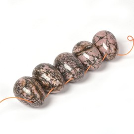 Matrix Rhodonite 30mm Natural Crystal Muscles Massage Yoni Eggs Chakra Healing Stone Bead for Women Kegel Exercise (2mm Hole Drilled)