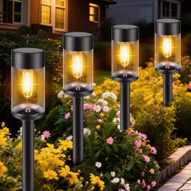 Sunshine Star LED Solar Pathway Lights Outdoor with Metal, 2 Pack Waterproof Solar Powered Yard Lighting, Auto On/Off Solar Walkway Light for Garden Lawn Path Outside (2, Warm White)