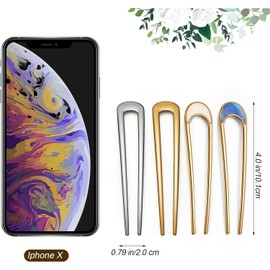 8 - Piece Set of French Hair Accessories: U - Shaped Metal Hair Pins in Gold and Silver, 4 - Inch Chignon Pins and Hair Chopsticks Ideal for Women’s Buns