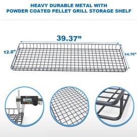 Outspark Upgrade Pellet Grill Storage Shelf for Traeger Pro Series 34 Pellet Grill, Durable Power Coated Metal Bottom Shelf for Traeger Pellet Grill Accessories to Added Storage Space