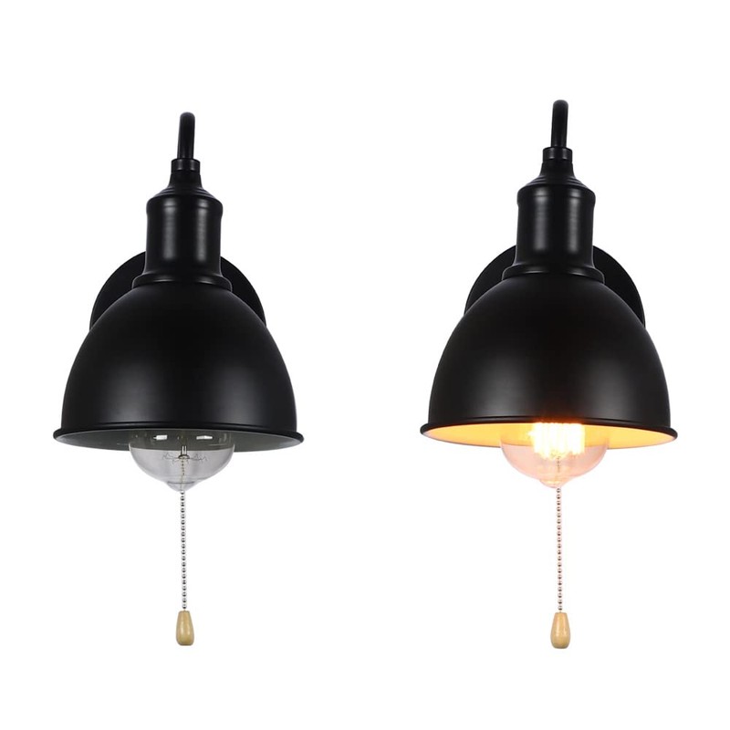 VinTopsh Black Wall Sconces with Pull Chain Switch, Metal Wall