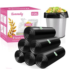 4 Gallon 180pcs Small Black Trash Bags Strong Garbage Bags,Black Bathroom Trash Can Bin Liners, Plastic Bags for Bedroom, Waste Basket Liner, Fit 12-15 Liter, 3.5,4,4.5 Gal(4G-Black)