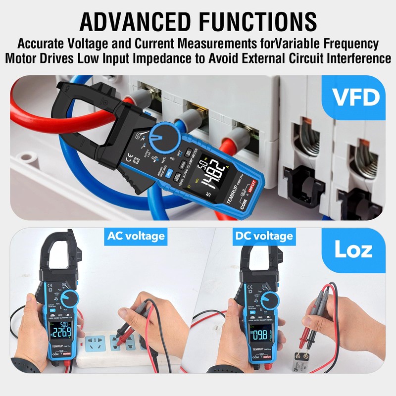 Inrush Digital Clamp Meter Multimeter - TEMIRUP T-RMS 6000 Counts