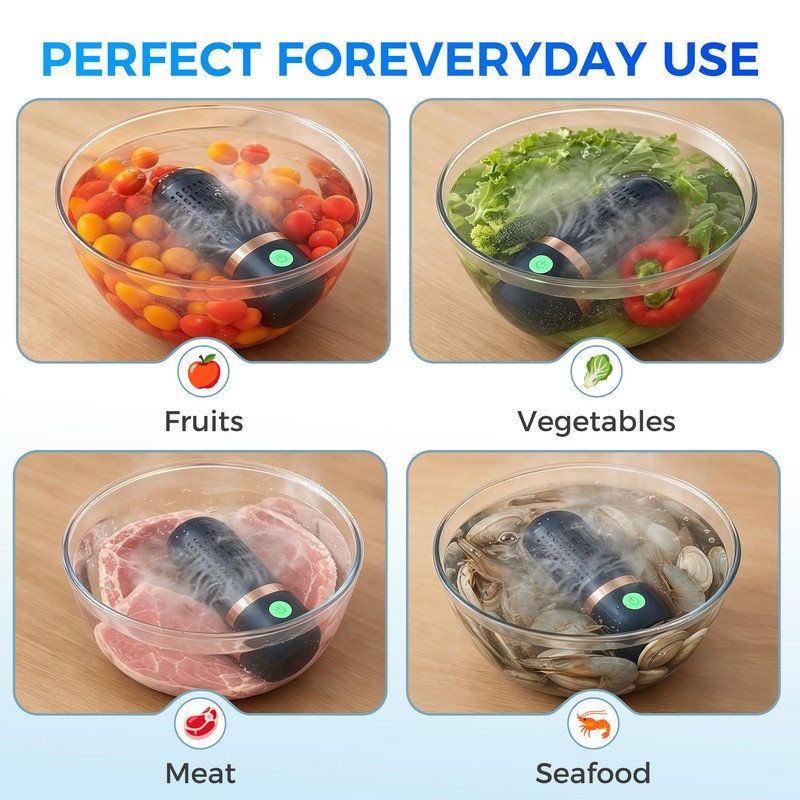Portable Fruit Washer & Vegetable Cleaner, Wireless Produce Cleaner Blue