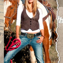 JKEEMI Western Belt Cowboy Belts for Men Women, Cowboy Belt Bull Buckle with Printed Engraved, Western Leather Belts