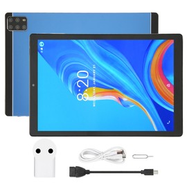 10.1 Inch Tablet for Android 12.0 5G WiFi 6GB 128GB Front 2MP Rear 5MP 10 Core CPU IPS Screen Tablet PC 100‑240V Blue EU Plug