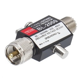 YiNiTone BL-2000 UHF Coaxial Lightning Surge Arrester, 0-2500MHz 50 Ohms Lightning Surge Protector Male to Female to Female UHF Connector (PL259 Male to Female)