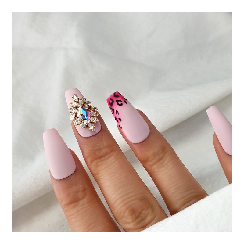 Lovely Leopard Handmade Nail Tips - Long Oval / 러블리