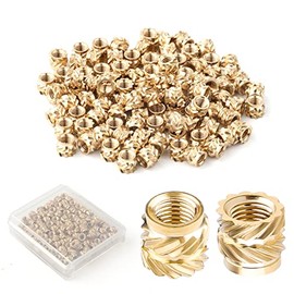 AIEX 100pcs 3D Printing Brass Nuts, M3x4x5mm M3 Threaded Insert Knurled Brass Nuts Female Thread Knurled Heat Embedment Nut for 3D Printing Parts Loptop Automotive Plastic Shell