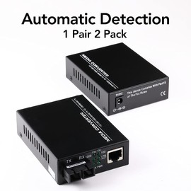 (A Pair of Bidi) Single Mode Dual SC Fiber Gigabit Fast Ethernet Media Converter, Mini 1x 10/100/1000Base-T RJ45 to 1000Base-SC Slot Converter Transceiver, up to 30km 1310-nm, AC 100V~240V