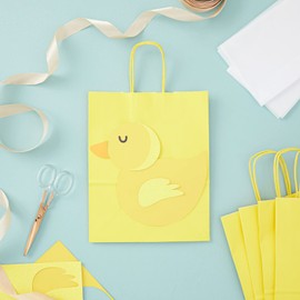 BLUE PANDA 25-Pack Yellow Gift Bags with Handles, 8x4x10-Inch Paper Goodie Bags for Party Favors and Treats, Birthday Party Supplies