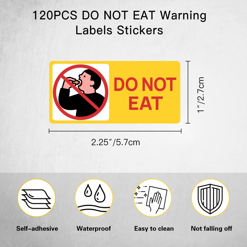 120PCS Do Not Eat Stickers,Do Not Eat Caution Sticker Labels,Small