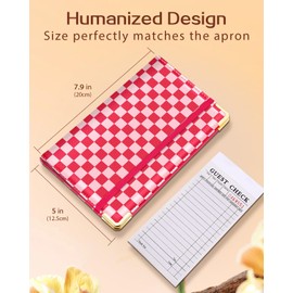 Slohif Server Book for Waitress Cute Serving Books with Zipper Pocket Accessories Leather Server Check Book Restaurant Waiter Server Booklet Organizer Ticket Book Holder Checkered