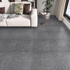 Wallercity Matte Cement Gray Marble Peel and Stick Floor Tile Modern Grey Vinyl Flooring Stickers for Bathroom Kitchen 5PCS Waterproof Self Adhesive Flooring Tiles for Balcony Living Room 12x12 in