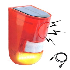 Solar Warning Light, 1 Pack, Outdoor, Waterproof, Solar Charging, Security Alarm, Motion Sensor, LED Flash, 129dB Siren Sound, Strobe Red, Wireless, Anti-Thief, Anti-Theft, Buzzer, Warning Alarm, For