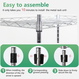 FDW 5 Tier Wire Shelving Adjustable Metal Shelves 17L x 12W x 48H NSF Pantry Shelves Storage Rack Shelving Units for Kitchen Garage Small Places Commercial,Chrome