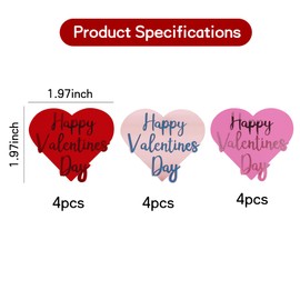 BEISHIDA 12pcs Happy Valentine's Day Cupcake Topper Heart Acrylic Cupcake Decoration Red Pink Hot Pink Discs Mirror Sweet Heart Valentine Cupcake Picks Wedding Anniversary Engagement Party Supplies