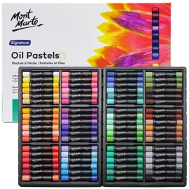 Mont Marte Oil Pastels Signature 72pc, 72 Assorted Colors, Vibrant Oil Pastel Set, Great Blending and Layering, Ideal for Art, Craft, Coloring and Sketching