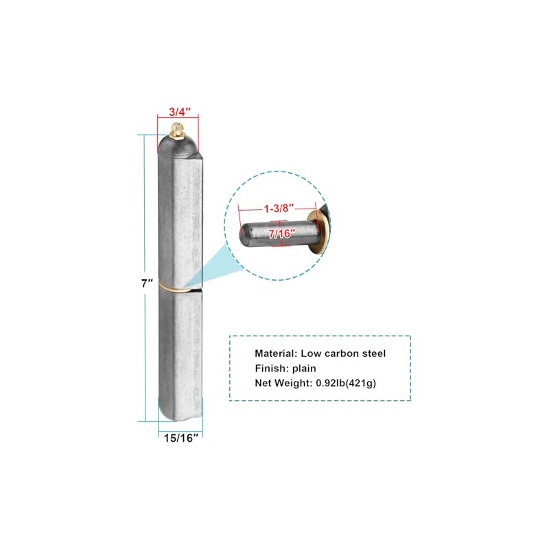 MOUNTAIN_ARK 4 Pack 7" Weld On Bullet Hinges with Grease