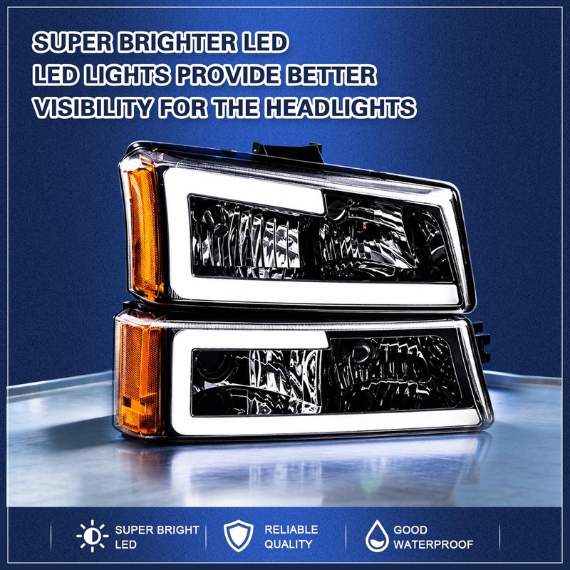 Headlights Assembly Fit Chevy Silverado 1500/2500/3500 HD Models 2003-2006