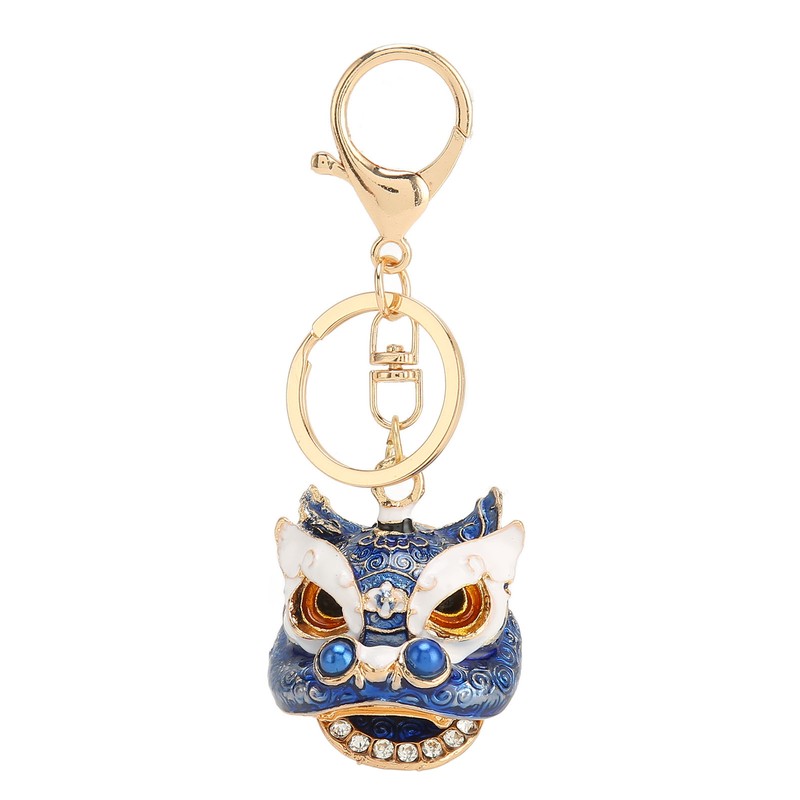 6pcs Lion Dance Keychains Cute Funny Exquisite Metal Rhinestone Chinese
