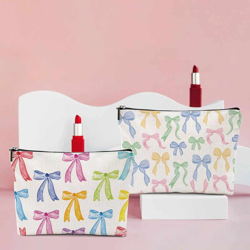 HZMLYDJ 4 PCs Bow Stuff Makeup Bag Coquette Stuff Cosmetic