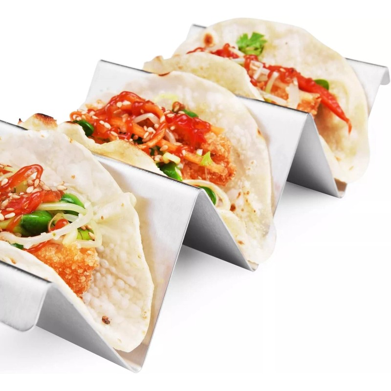 Unbranded Taco Holder Stand 4 Packs - Stainless Steel Taco
