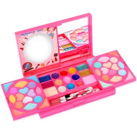 Tomons Kids Makeup Kit for Girl Real Washable Cosmetic Toy Beauty Set, Birthday Toys Gift for 3 4 5 6 7 8 9 10 Year Girls
