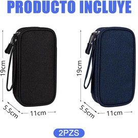 2pzs Organizador de Cables, Estuche para Cables y Cargadores, Bolsa Portatil de Viaje con 8 Bolsillos Interiores, Gran Capacidad, Impermeable, para Cables, Cargador, Teléfono, Tarjeta SD
