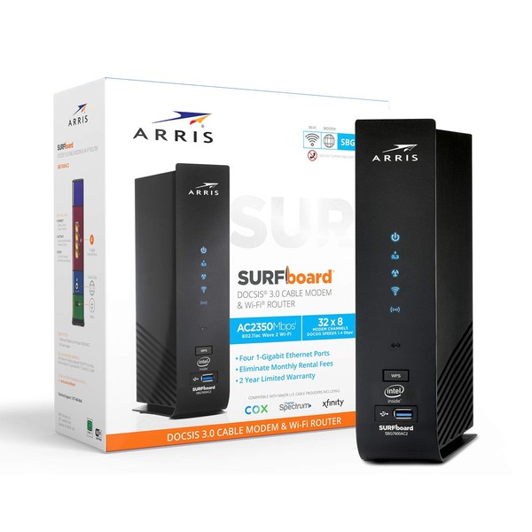 ARRIS Surfboard SBG7600AC2-RB DOCSIS 3.0 Cable Modem & AC2350 Wi-Fi Router , Approved for Comcast Xfinity, Cox, Charter Spectrum & more , Four 1 Gbps Ports , 800 Mbps Max Internet Speeds,- REFURBISHED